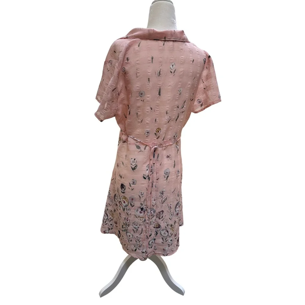 Pink Floral Midi Tie Back Tea Dress‎ M-L Twee Weddings Easter Tea Party